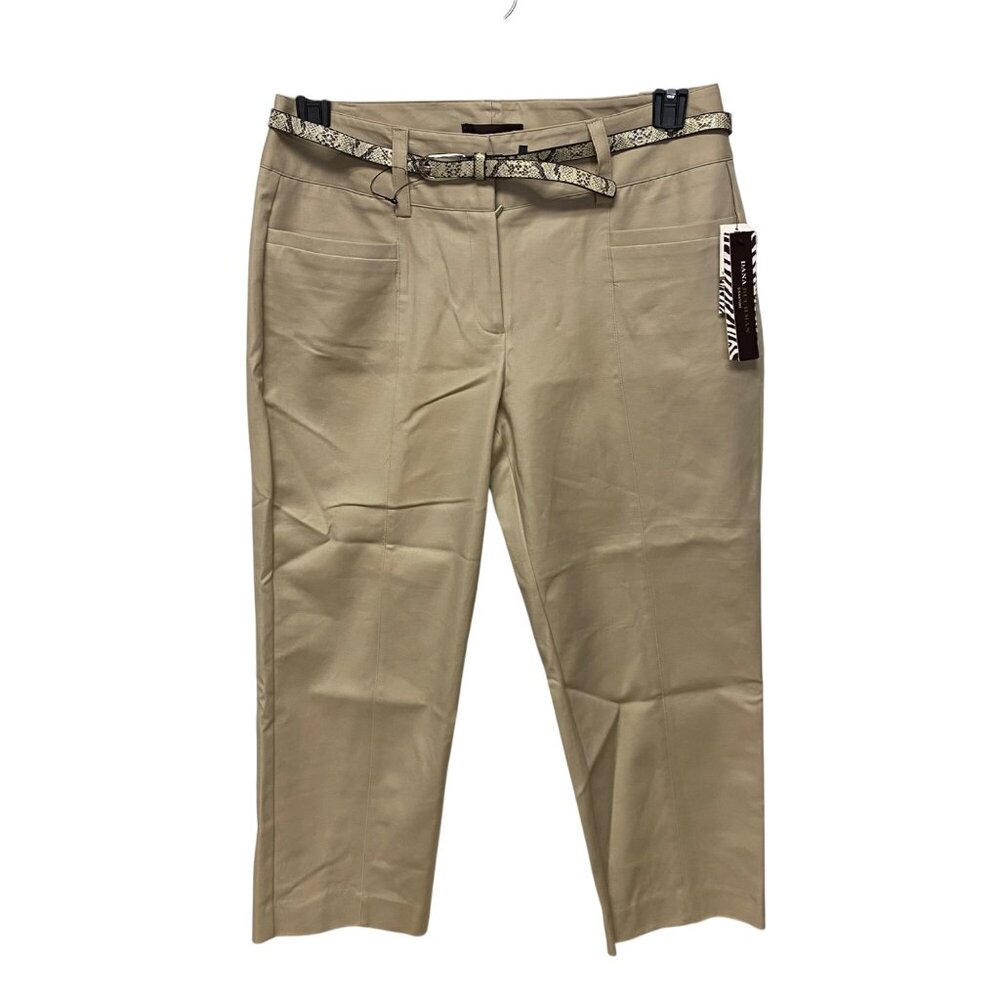 Dana Buchman Signature Khaki Cropped Pants With Snake Print Belt 10 NWT